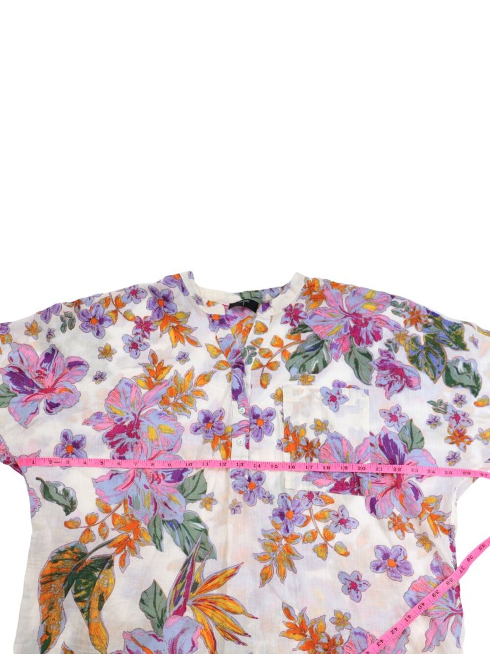 Tahari Floral Cotton Blouse Large Tropical Botanical Print - Picture 4 of 8